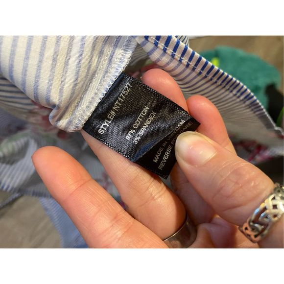 Urban Outfitters Lumiere NWT Floral Striped One Shoulder Blouse, Size Large - Picture 8 of 11